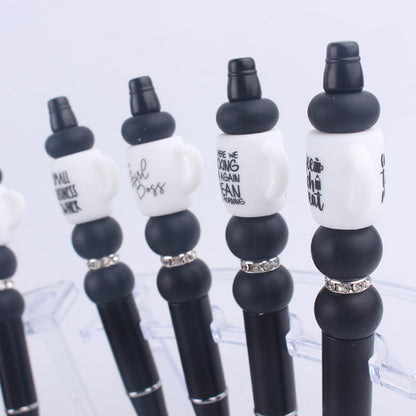 Handmade Bead Pen Cartoon Cup Silicone Ballpoint Pen