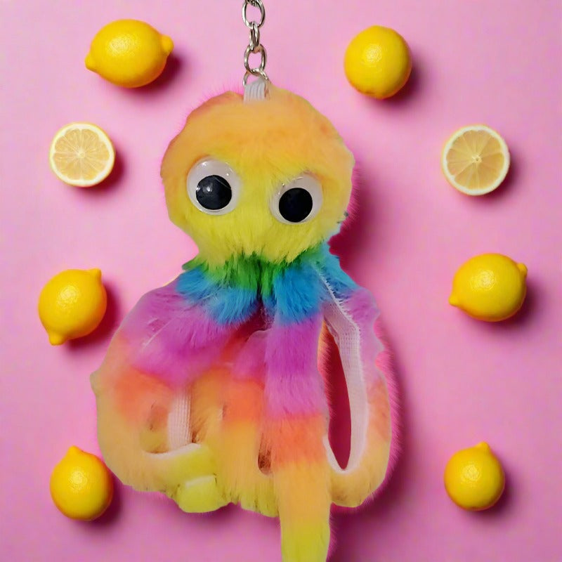 Plush Colorful Octopus Keychain