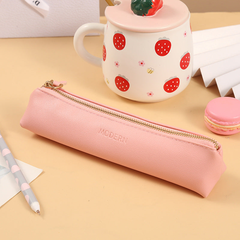 Pu Solid Color Pencil Case
