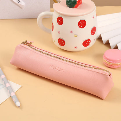 Pu Solid Color Pencil Case