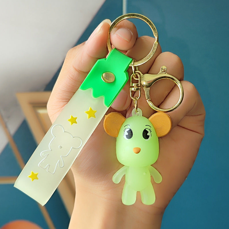 Cartoon Crystal Bow Tie Bear PVC Soft Glue Creative Keychain