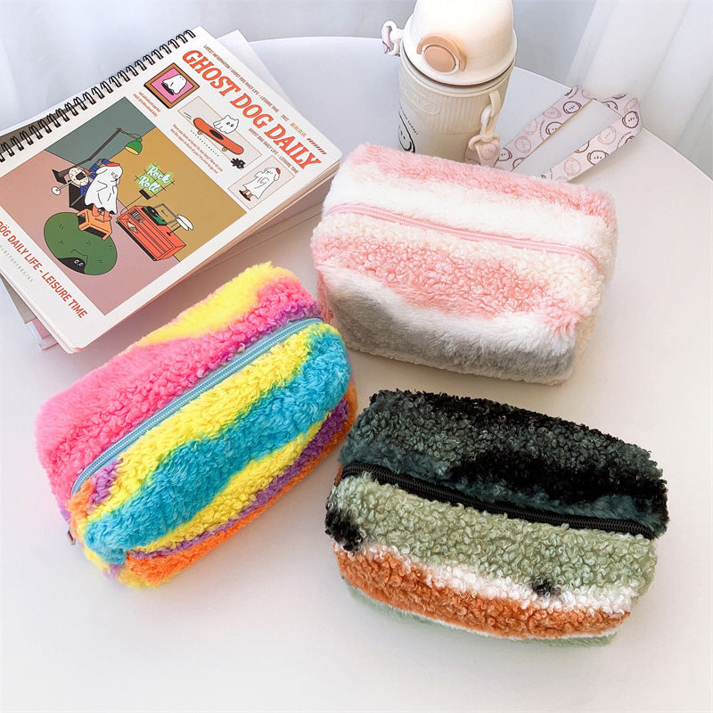 Gradient Color Plush Pencil Case