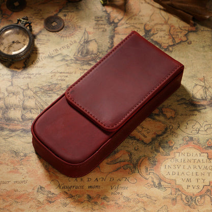 Genuine Leather Handmade Magnetic Drawer Pen Bag