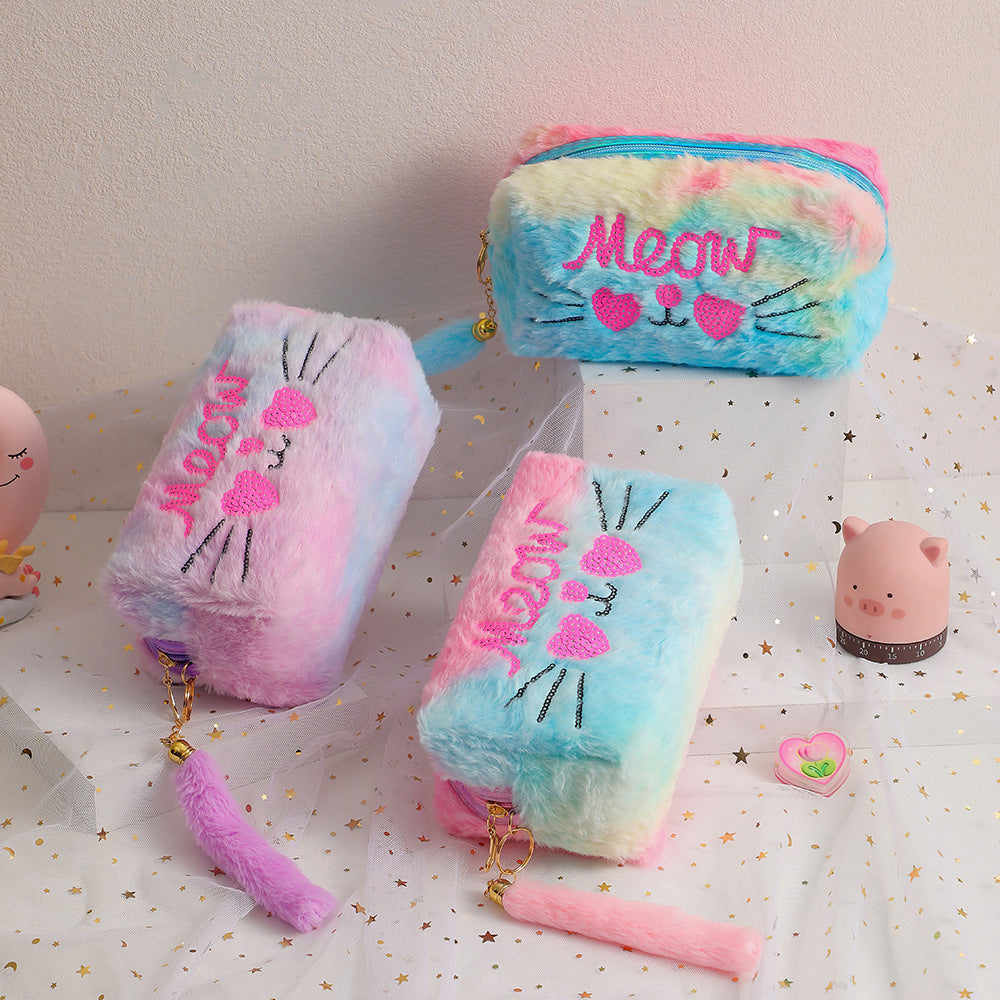 Plush Cat Student Large Capacity Stationery Storage Bag