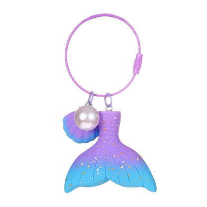 Gradient Pearl Mermaid Tail Resin Keychain Cute Keychain