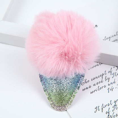 Hair Ball Ice Cream Cone Keychain