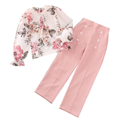 Wholesale Printed Long Sleeve Polyester Baby Clothes Set