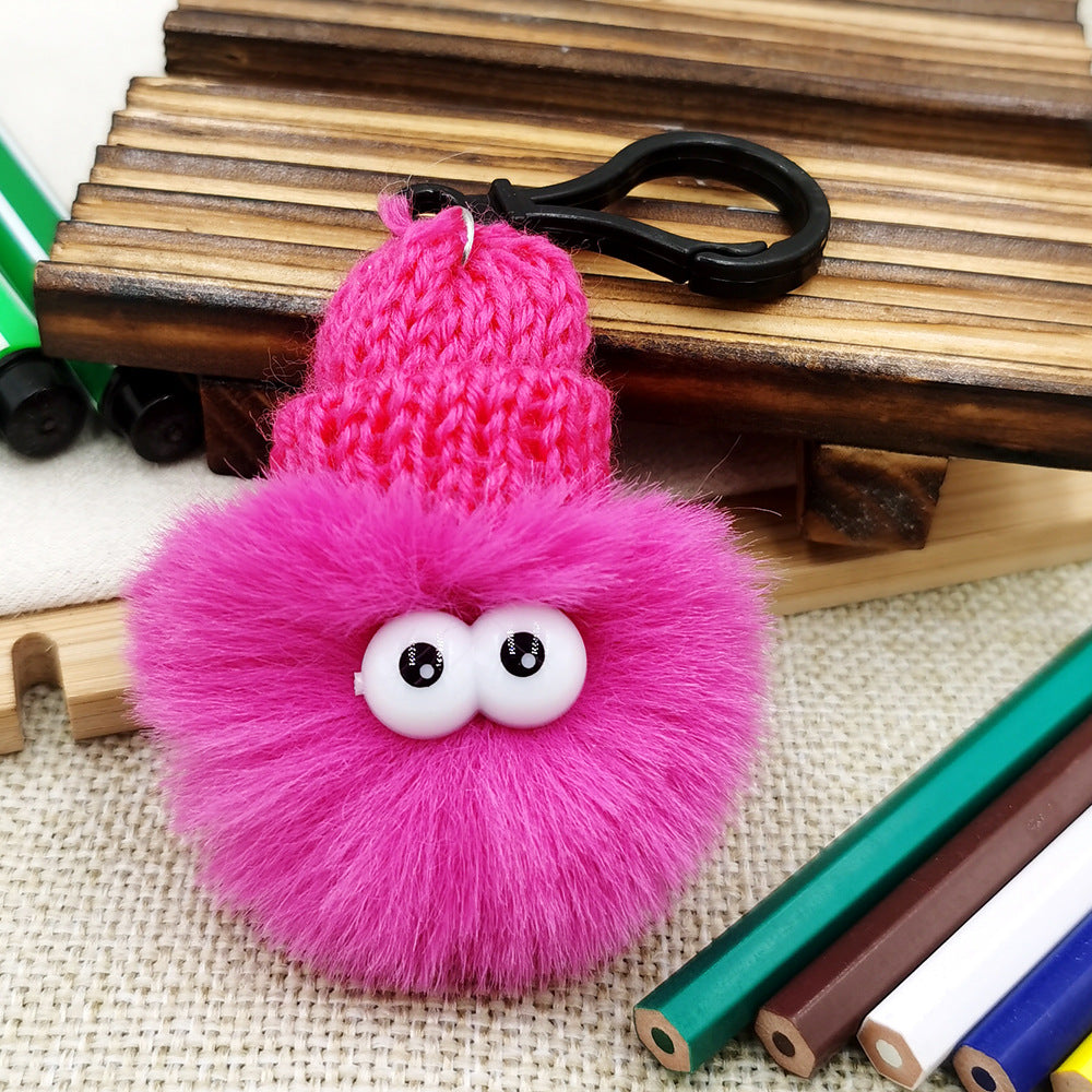 Small Briquettes Imitation Rabbit Fur Key Chain