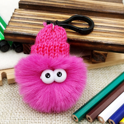 Small Briquettes Imitation Rabbit Fur Key Chain
