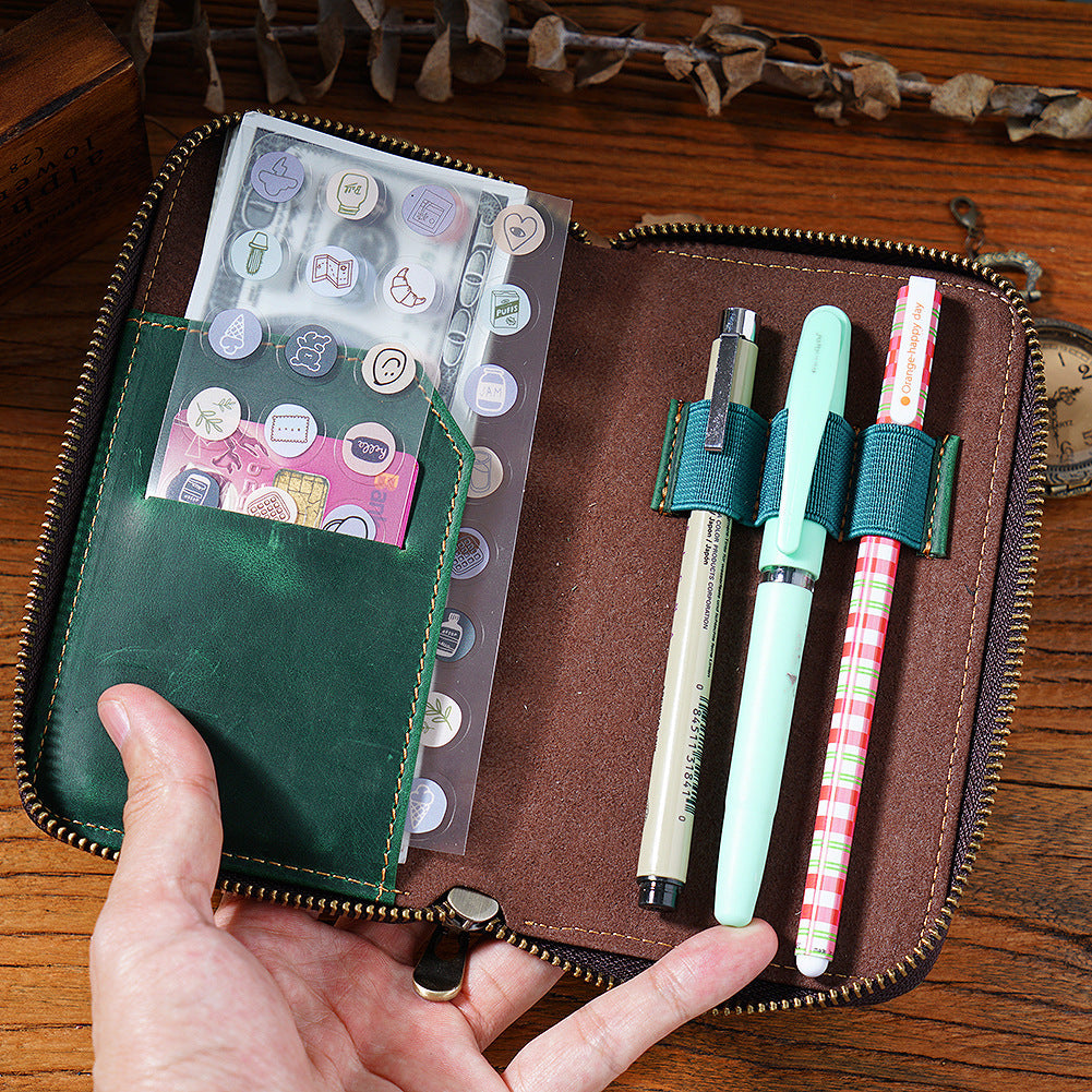 Three-pack Zippered Cowhide Pencil Case
