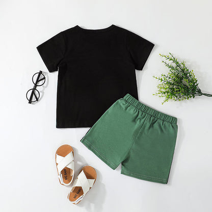 Polyester Color Matching T-shirt Pants Children's Suit