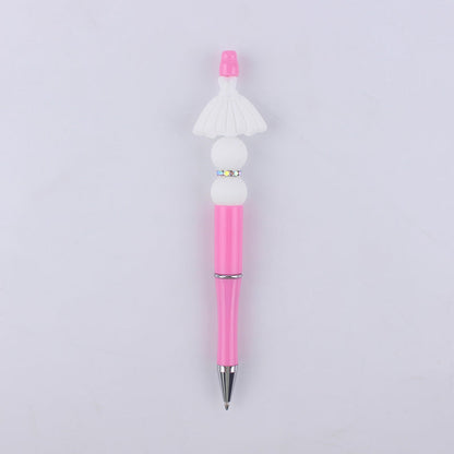 Pink Girls Silicone Beads Beaded Ballpoint Pen