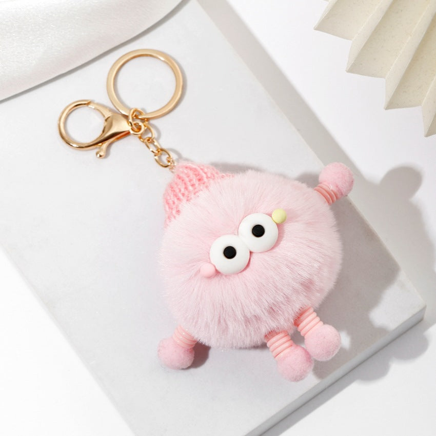 Cute Wool Hat Small Coal Ball Keychain