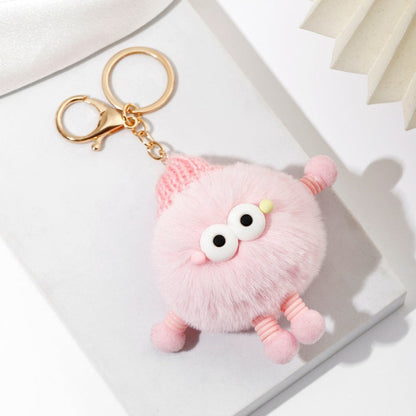Cute Wool Hat Small Coal Ball Keychain
