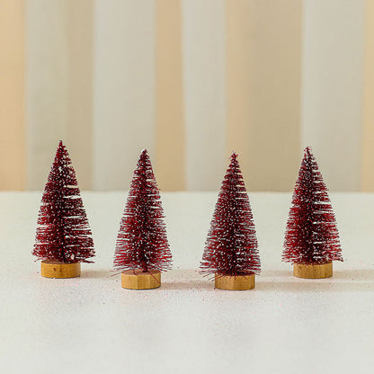 4PCS 10cm*4.5cm Mini Cedar Christmas PVC Ornaments