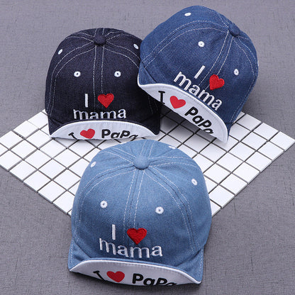 Cotton Printed Love Denim Children's Hats