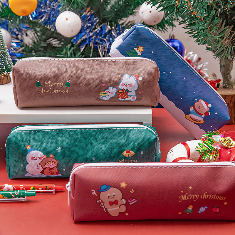 PU Christmas Cartoon Pencil Bag
