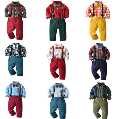 Wholesale Children's Cotton Long Sleeved Shirts and Suspenders
