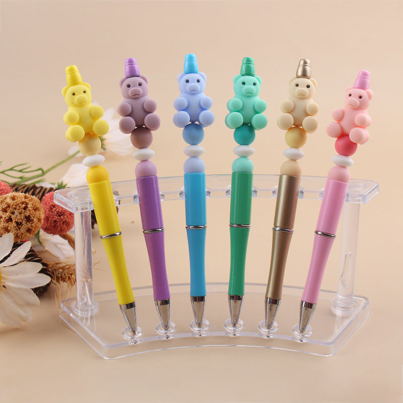 Beaded Pens DIY Handmade Bear Silicone Beads Colorful