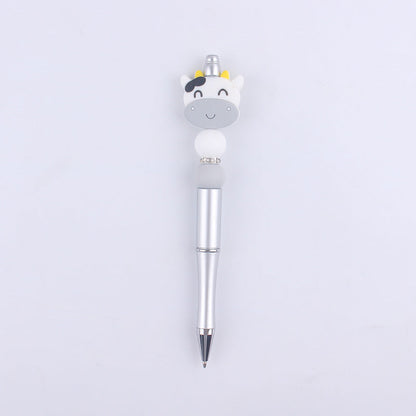 Handmade Beaded Pen Cartoon Animal Cow Silicone Beaded