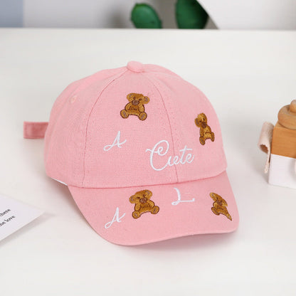 Summer Cotton Teddy Bear Embroidered Children's Baseball Caps