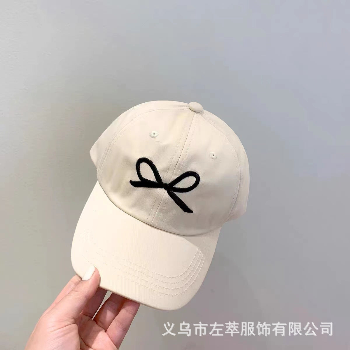 Girls Sweet Embroidered Bow Cap