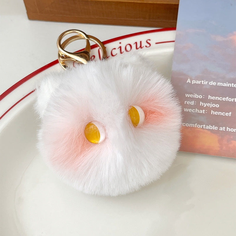 Cute Plush Powder Blusher Cat Alloy Keychains