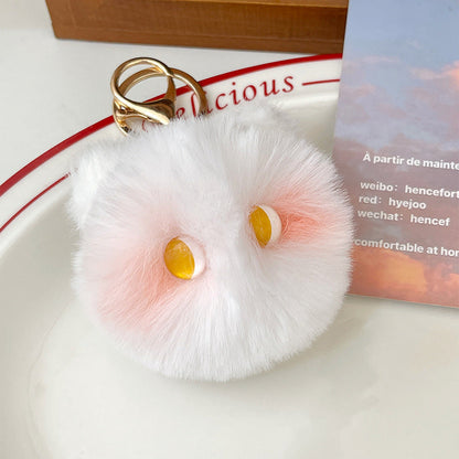 Cute Plush Powder Blusher Cat Alloy Keychains