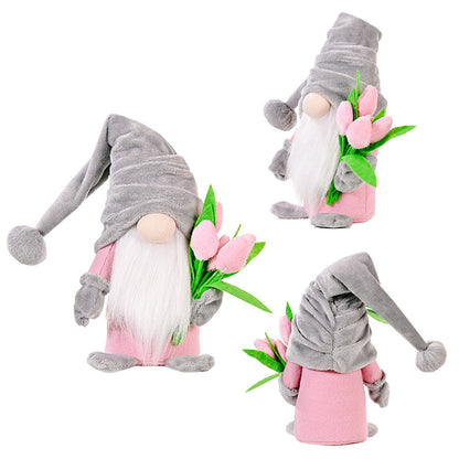 Wholesale of Mother's Day PP Cotton Hand Holding Flower Faceless Elderly Dolls