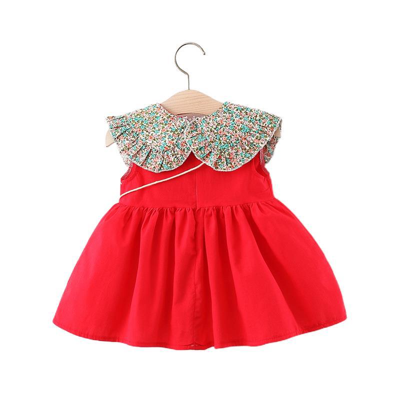 Girls Summer Sleeveless Solid Color Dresses