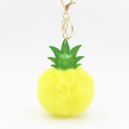 Polyester Pineapple Fur Ball Keychain