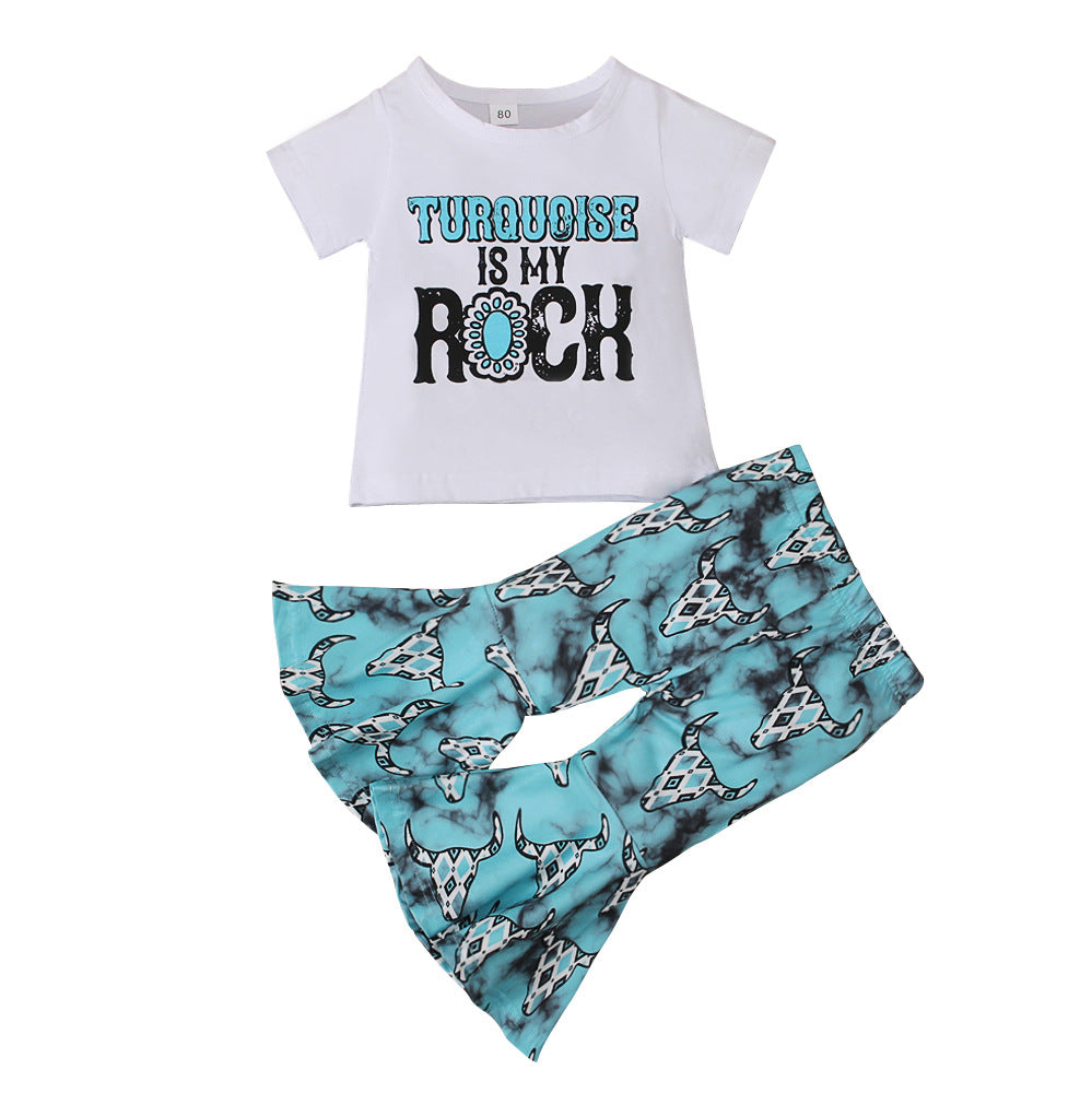 Children's Western Style Short Sleeve Two Piece Set