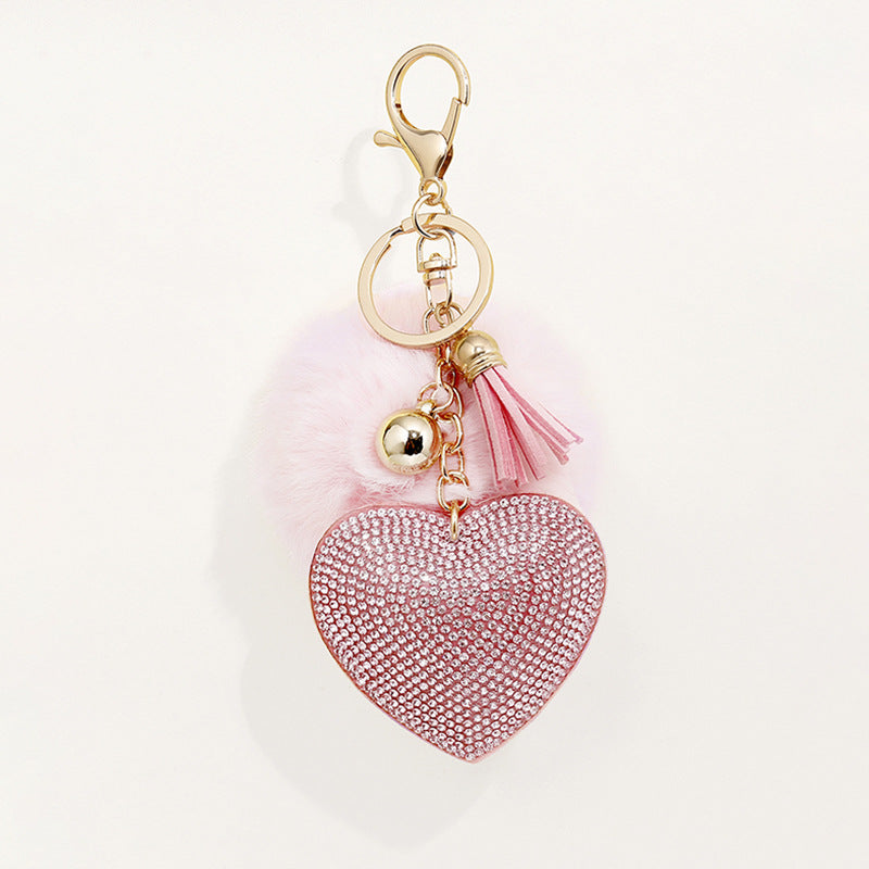 of 50pcs Velvet Inlaid Diamond Heart Tassel Zinc