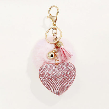 of 50pcs Velvet Inlaid Diamond Heart Tassel Zinc