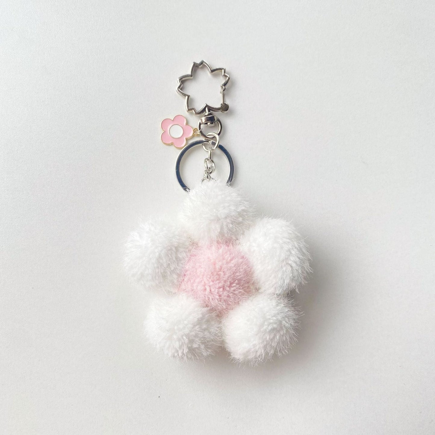 Plush Colored Flower Ball Keychains
