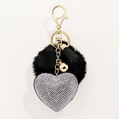 of 50pcs Velvet Inlaid Diamond Heart Tassel Zinc