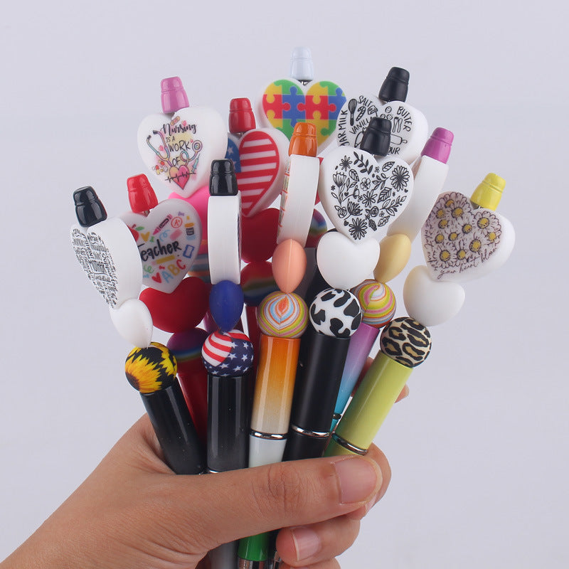Cartoon Love Series Beadable Silicone Beaded Ballpoint Pen