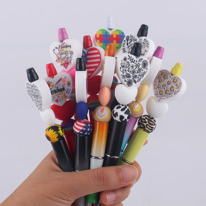 Cartoon Love Series Beadable Silicone Beaded Ballpoint Pen