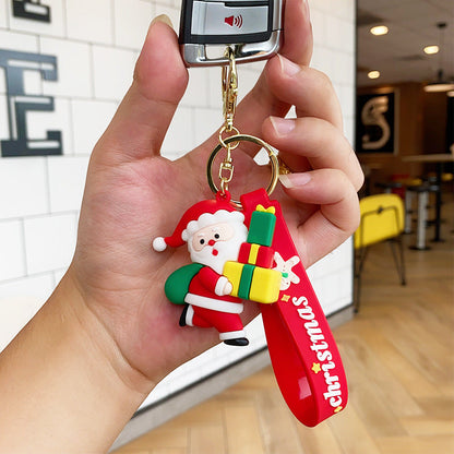 Christmas Cartoon Soft Santa Claus Christmas Tree Keychain