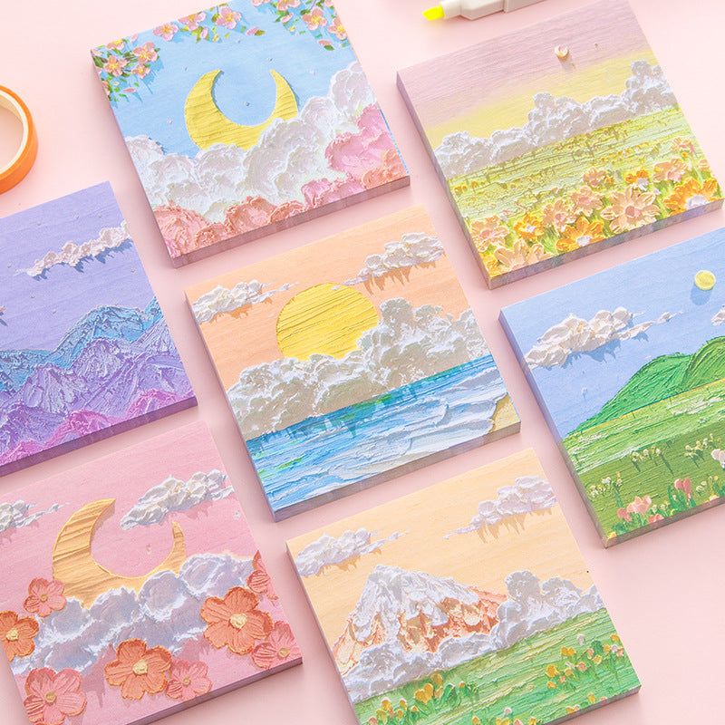 Landscape Oil Painting Paper Sticky Notes