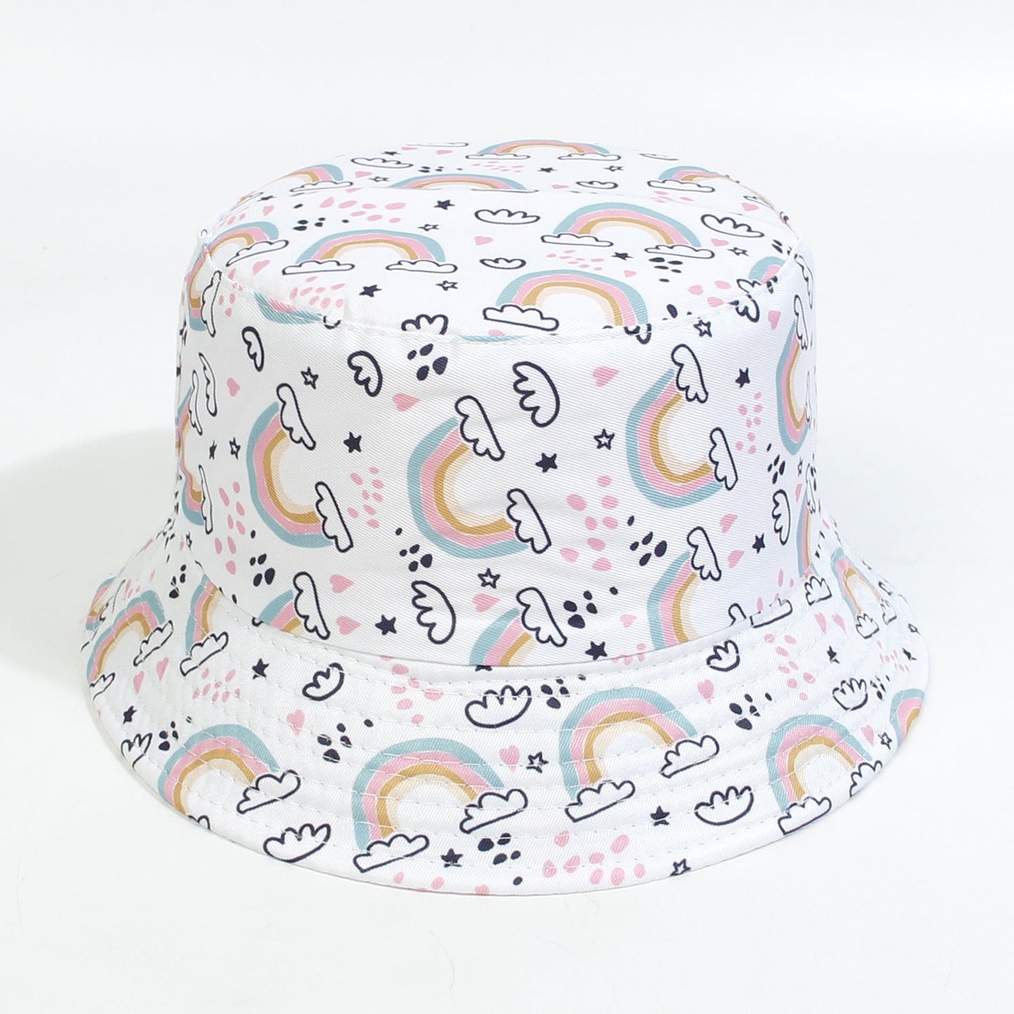 Cotton Polyester Cartoon Rainbow Kids Bucket Hat