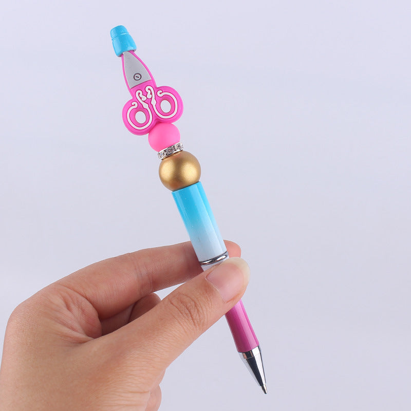Cartoon Silicone Scissors, Handmade Plastic Bead Pens