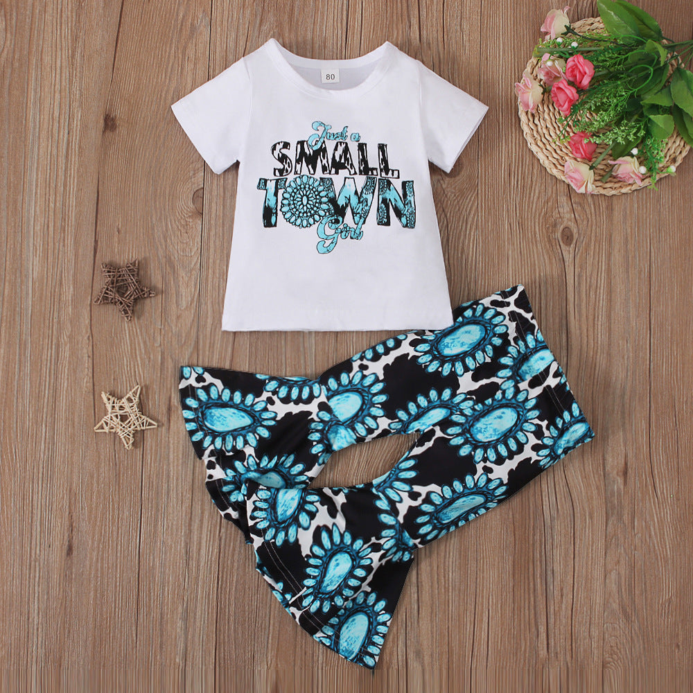 Children's Western Style Short Sleeve Two Piece Set