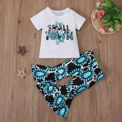 Children's Western Style Short Sleeve Two Piece Set