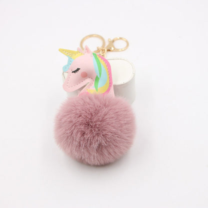 Artificial Fur Unicorn Fur Ball Keychain