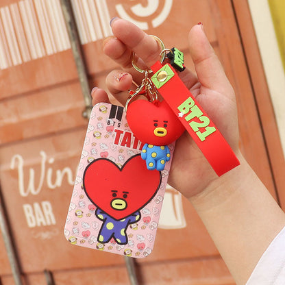 Cartoon Silicone Card Holder ID Holder Keychain Cute Keychain