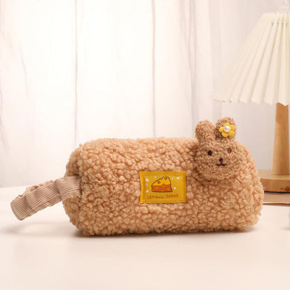 Portable Lamb Wool Large Capacity Simple Pencil Case