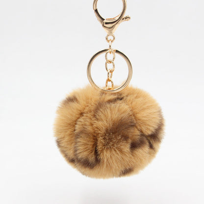 Polyester Leopard Fur Ball Keychain