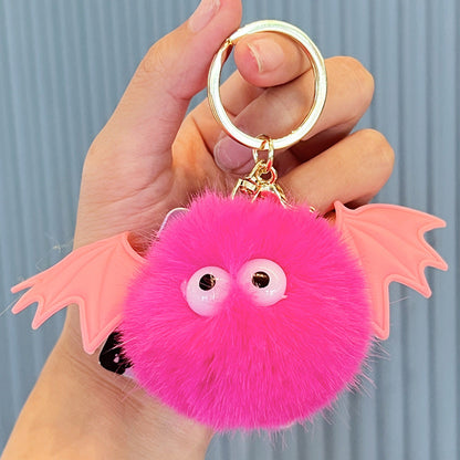 Cute Cat Head Plush Ball Keychain