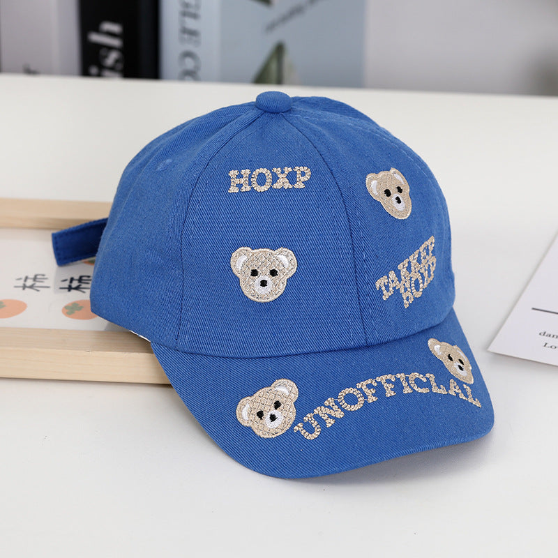 Summer Cotton Teddy Bear Embroidered Children's Baseball Caps